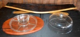 Handmade Mesquite Pieces - Wine Barrel Centerpiece, Cutting Board/Serving Tray, 2 Pieces Total