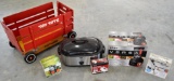 Roaster Oven (Like New), 2 Hand Mixers and Versa Blender In Box, and Food Slicer all In Red Wagon
