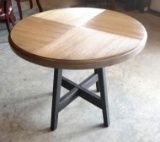 Wood Round Table on Iron Base
