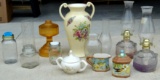 3 Antique Lanterns, 1 Antique Vase, 2 Vintage Cream n Sugar Set, Assorted Glass and Ceramic Pcs
