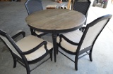Round Wood Dining Table w/Leaf with 2 Fabric Upholstered/2 Mesh Back Chairs