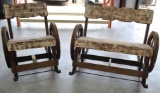 Rustic Wagon Wheel Bench and Chair