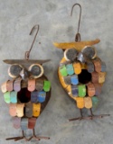 2 Metal Owl Birdhouses