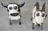 2 Pieces - Metal Cow, Metal Goat