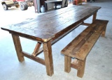 9 Ft Handmade Wood Farm Table with Bench