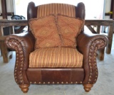 Leather and Upholstered Accent Chair