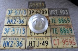 13 Vintage License Plates and Metal Hardhat from the 1930's