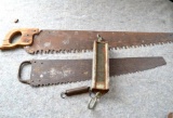 Antique Hand Saws and Scales - 4 Pieces Total