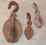 1 Large and 2 Small Antique Pulleys