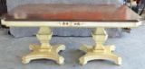 Antique Wood Dining Table Hand Painted with 2 Leafs