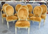 8 Antique Gold Velvet Covered Chairs