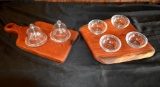Handmade Mesquite Pieces - 2 Cutting Boards/Serving Trays w/ Glassware