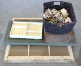 1 Window Pane, 2 Shutters, Wood Tray, Ceramic Bowl, Decorative Drift Wood, Vintage Box