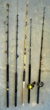 5 Fishing Poles and 2 Fishing Penn Reels