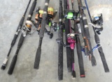 11 Fishing Poles some with Reels - All One Lot