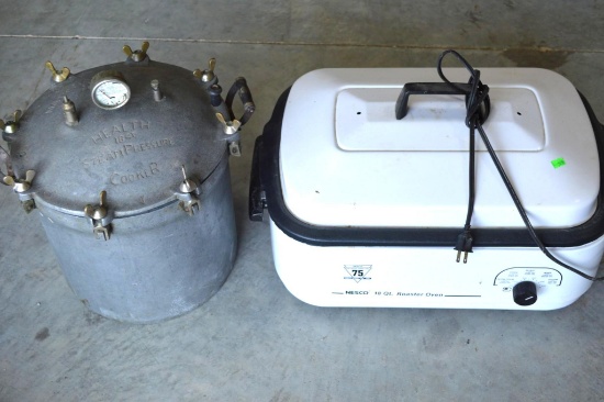 Antique National Aluminum Co. 18 qt. Pressure Cooker and Nesco 18 qt. Roaster Oven