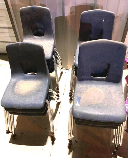 Heavy Plastic and Metal Leg Childrens Chairs - Old School Chairs - 19 Chairs total