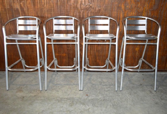 Set of 4 modern metal bar stools