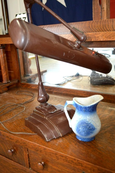 Vintage Flexo Floating Arm Desk Lamp & Small Vase
