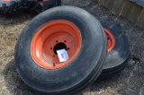 2 BKT Pro Rib Tractor Tires on Rims