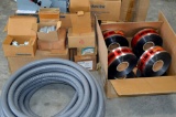 Pallet of Assorted Construction Materials - Conduit,Tape,Safety Switches,Conduit Clamps,Couplers etc