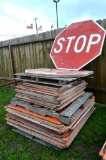Pallet of Various Wood Road/Construction Signs
