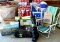 Assorted Camping Gear - lawn chairs, coolers, cooler bags, fans, reusable water bottles