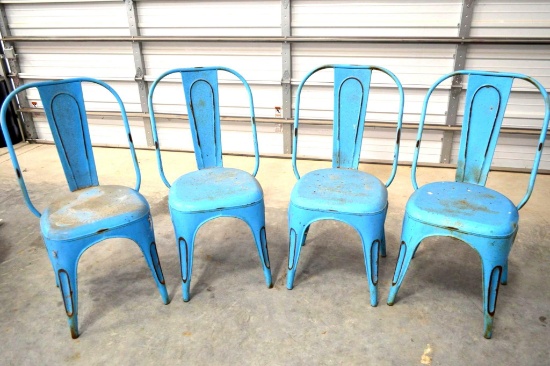 Set of 4 Retro Metal Chairs