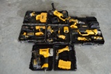 9 pcs - Dewalt Battery Power Hand Tool Set -(2 Grinders, 6 Drills, 1 Nail Gun)