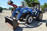 New Holland TT60A Tractor with Woods LU126 Front Loader, 4WD