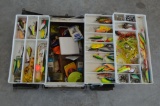 Fisherman's Tacklebox Complete with Lures, Hooks, and Bait, Some Brand New Still in Packaging