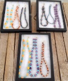 9 Beaded Necklaces w/Turquoise, Pearls, Gems and Stones