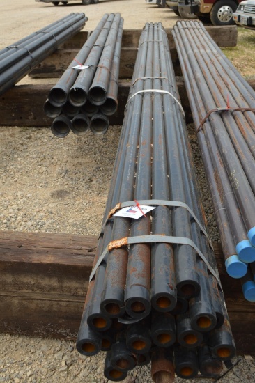 26 Joints of 2inch Pipe, .154 wall 3.68# CW Line Pipe, 21' Long, Thread and Coupler, Sch 40