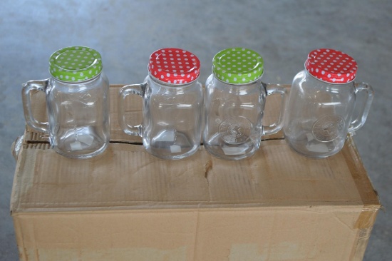 Glass Jar Cups/Containers with Lids - 48 Piece