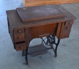 Vintage/Antique Collectible Stratton Sewing Machine and Table, Iron Base