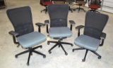 3 Black/Blue Rolling Office Chairs