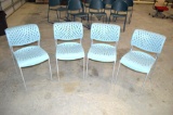 4 Aqua Blue Plastic Chairs