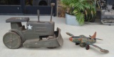 Vintage US Army Metal Toy Dozer & Vintage 1950 USAF FA-982 Jet