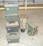 Plastic Ammo Boxes, Hanging Deer Feeder & Hunters 