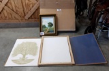 Landscape Painting With Bluebonnets & Martha Stewart Family Tree Form And Frame
