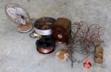 Misc Decorative Metal, Fan, Roll Of Copper Ground Wire, Vintage Radio