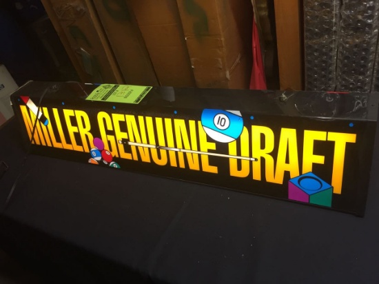 Miller Genuine Draft plexiglass pool table light