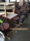 Lot of 3 restaurant tables with attached chairs