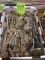 Wrenches, sockets, pry bars, grease guns, large sockets, saw blades, straps, hardware