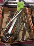 Wrenches, sockets, pry bars, grease guns, large sockets, saw blades, straps, hardware