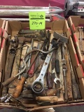 Wrenches, sockets, pry bars, grease guns, large sockets, saw blades, straps, hardware