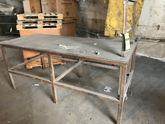 Metal Workbench, 8 foot long, 42 inches wide, and 67 inches tall.