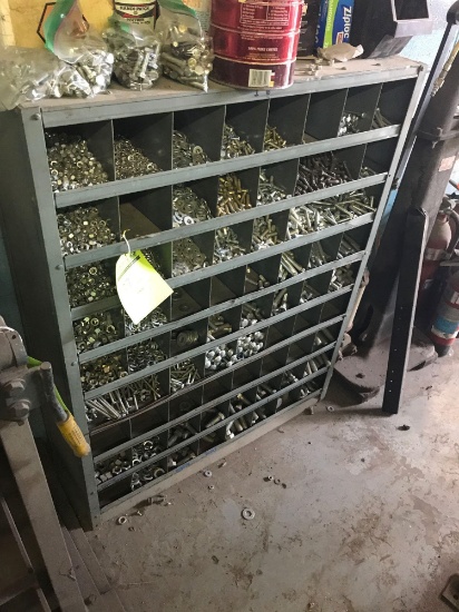 Metal Hardware Bin with Contents