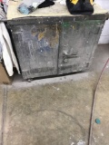Metal Cabinet on casters with storage underneath