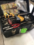 Plastic tool with upper tray of hand tools